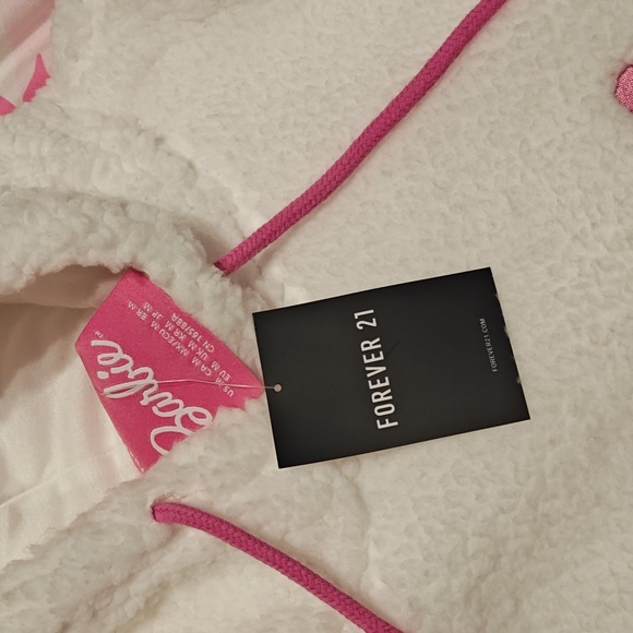 BNWT Women's Barbie x Forever 21 Faux Shearling Hoodie - Picture 3 of 6